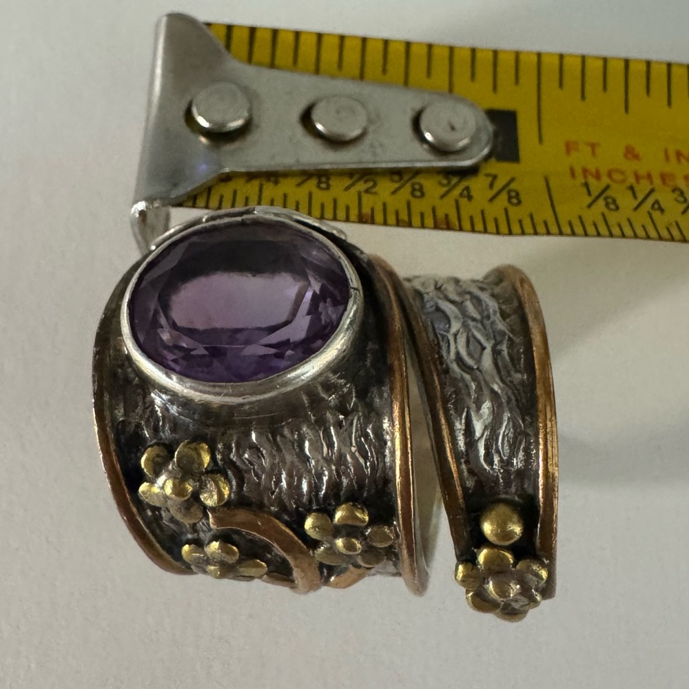 Amethyst Ring Handcrafted Wrap Boho Style - Picture 2 of 6